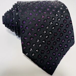 Massimo Bizzocchi 8.00 CM Black All Silk Necktie with Purple accents 59” Length